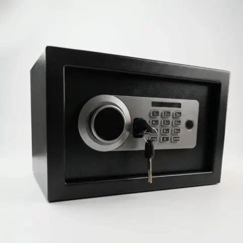 SAFEBOX Çelik Para Kasası Parmak İzli, Şifreli ve Anahtarlı (25x35x25 cm)