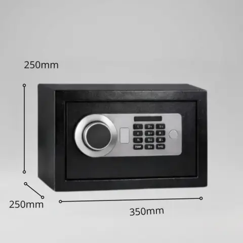 SAFEBOX Çelik Para Kasası Parmak İzli, Şifreli ve Anahtarlı (25x35x25 cm)