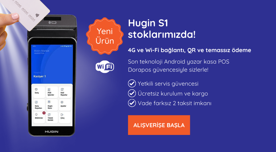 Hugin S1 Android yazar kasa POS stoklarımızda
